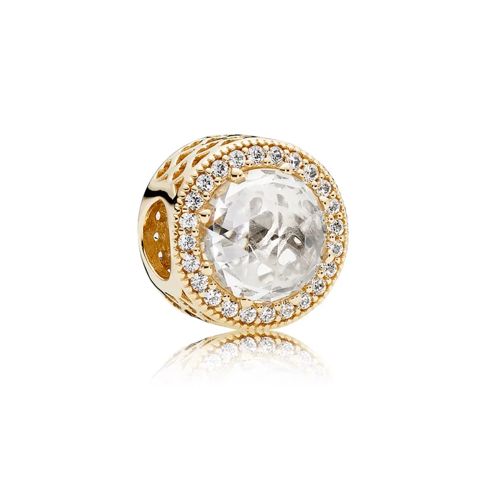 PANDORA Radiant Hearts Charm, 14K Gold  Clear CZ - 750843CZ